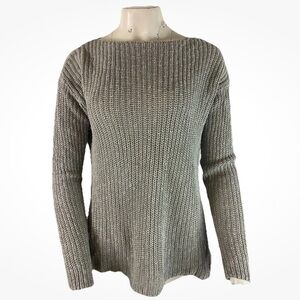Lauren Ralph Lauren Sz M Linen Cotton Slinky Open Knit Sweater Gray Beach Top